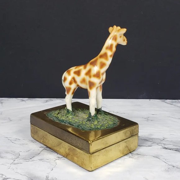 Brass Box Bone China Giraffe Petite Choses Vintage - Picture 4 of 9